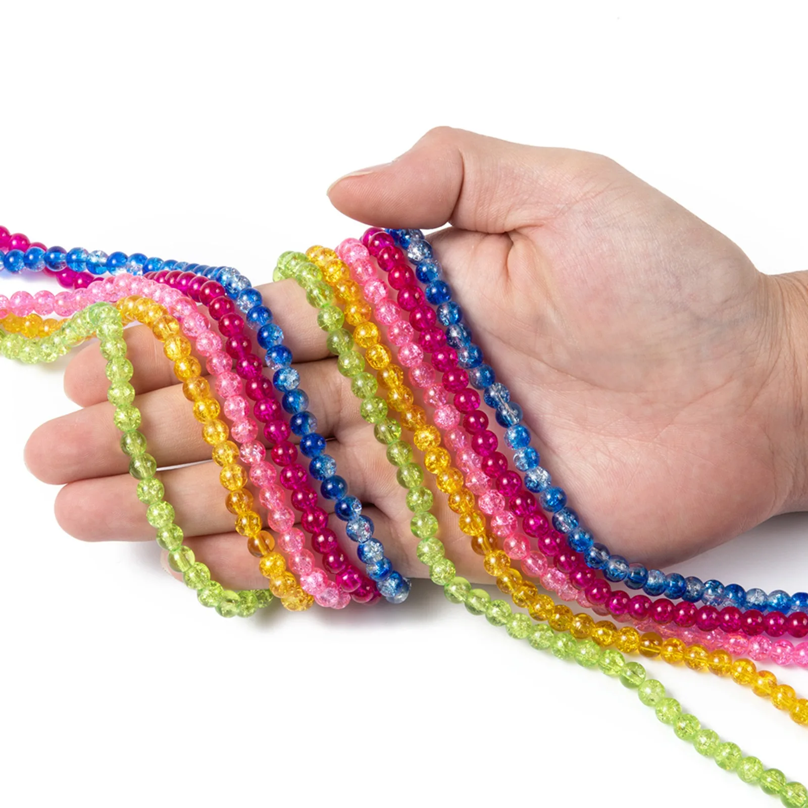 20 Colors Crackle Glass Beads Strands 4 6 8mm Round Loose Spacer Beads for Jewelry Making DIY Bracelet Necklace Craft Supplies