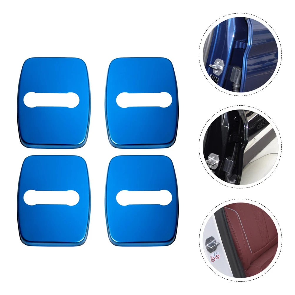 

4pcs Door Lock Cover Stainless Steel Car Buckle Trim Protector Parts Switch Relay Car Interior Accessories Kit Plates