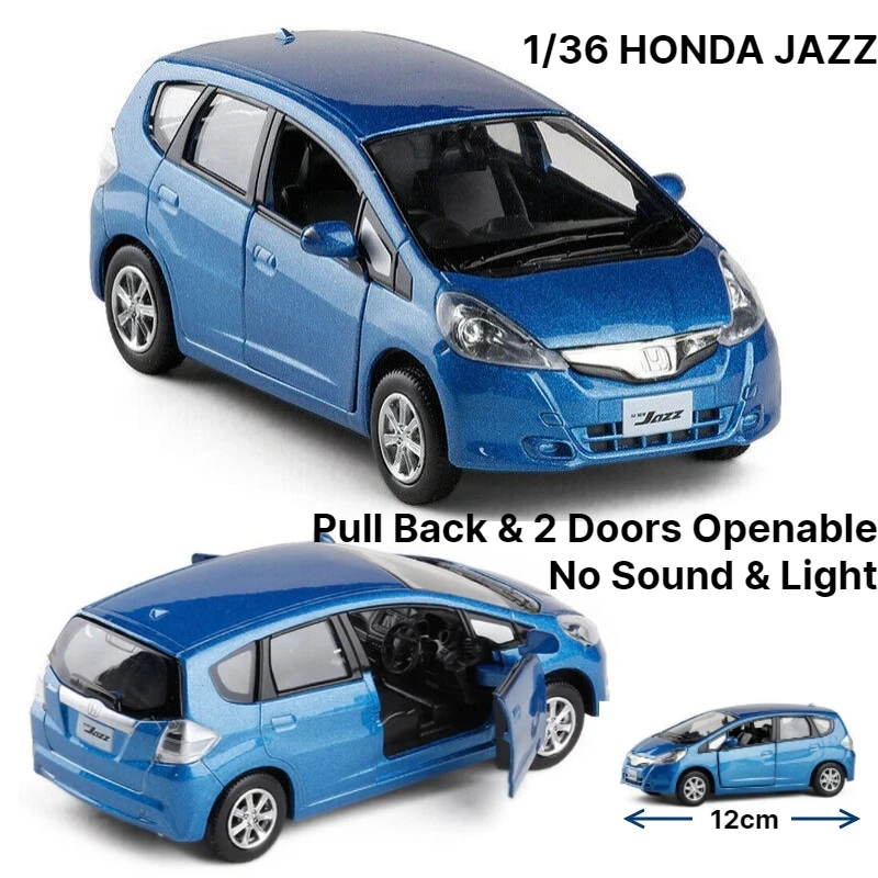 1/36 Honda JAZZ FIT Toy Car Model For Children RMZ CiTY 5\'\' Diecast Miniature Pull Back Doors Openable Collection Gift Boys