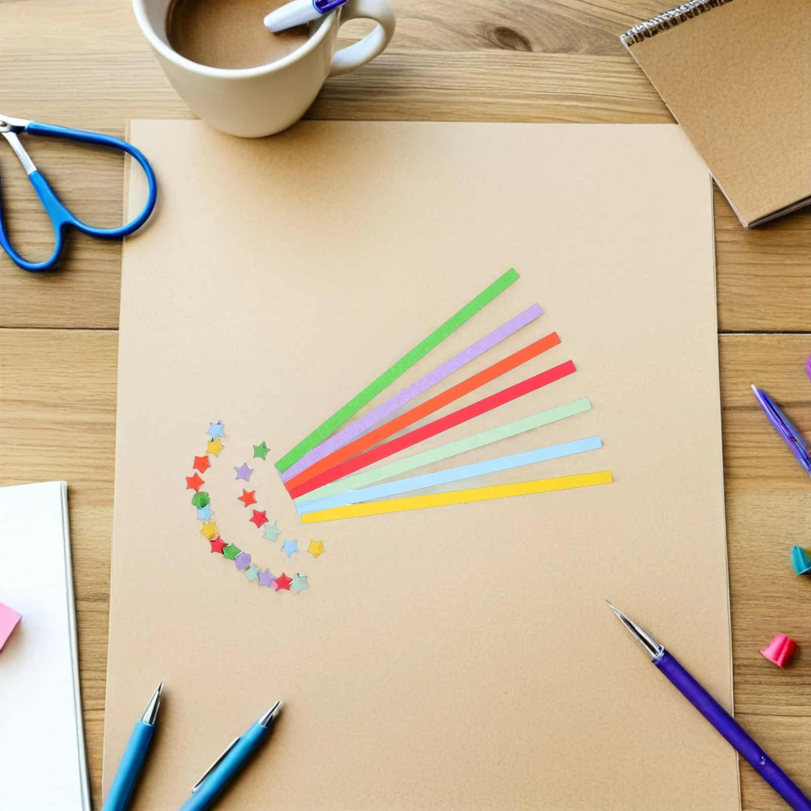 4050Pcs Origami Star Paper Strips Double Sided Gradient Color Pastel Iridescent for Crafting Home Office Decor