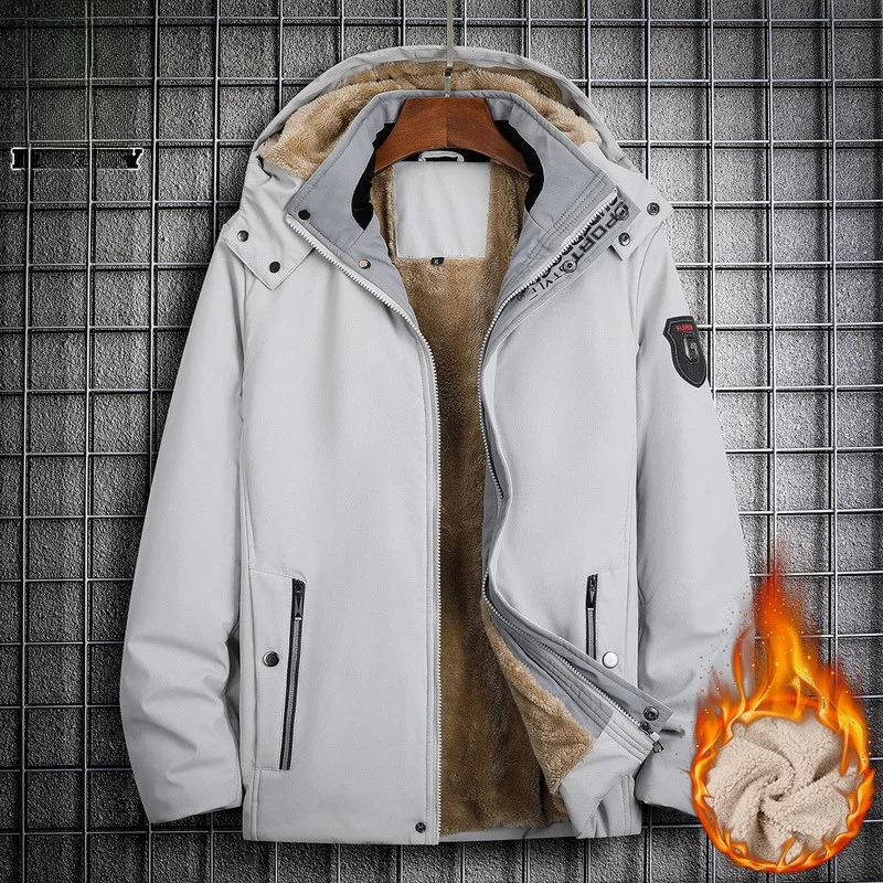 

Men's Winter Cotton Jaet Fce Lined Warm Coat Trendy Cold Resistant Cotton Clothing Loose Fit Zipper Design