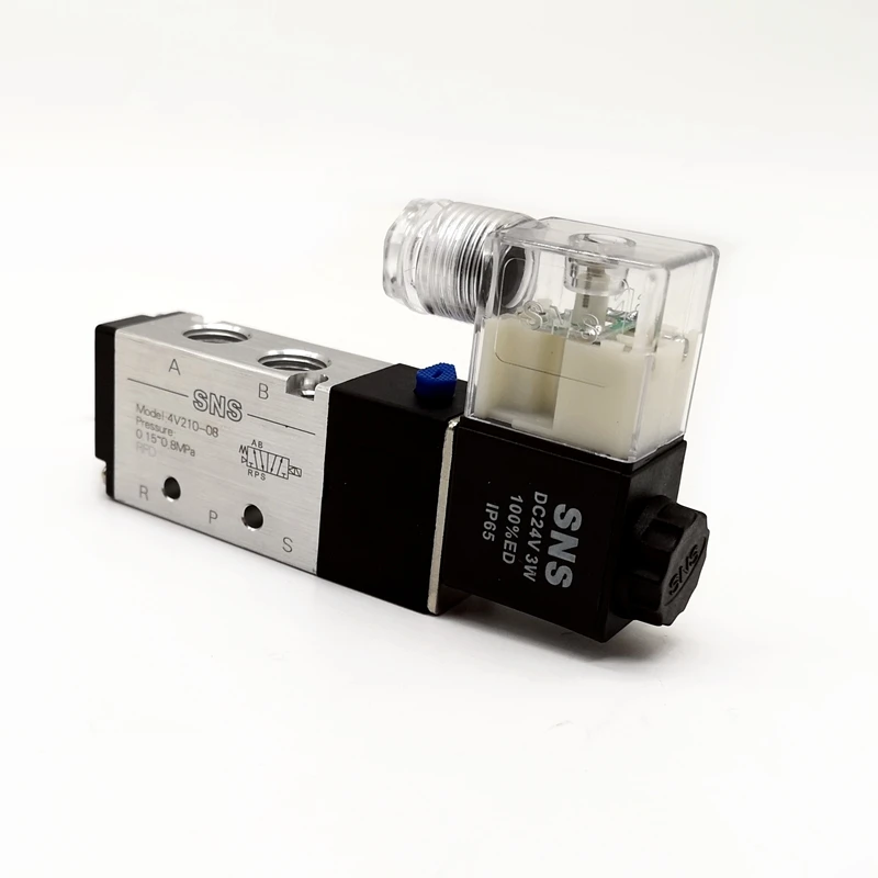 SNS Solenoid Valve 4V210-08 5/2 Port Internal Pilot Type Single Coil Valve
