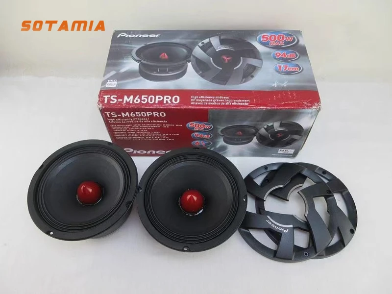 SOTAMIA 2PCS 6.5 Inch Subwoofer 4 Ohm 500 Watt High Power Cast Iron Basin Frame with Rubber Edge Bluetooth Sound Boxes