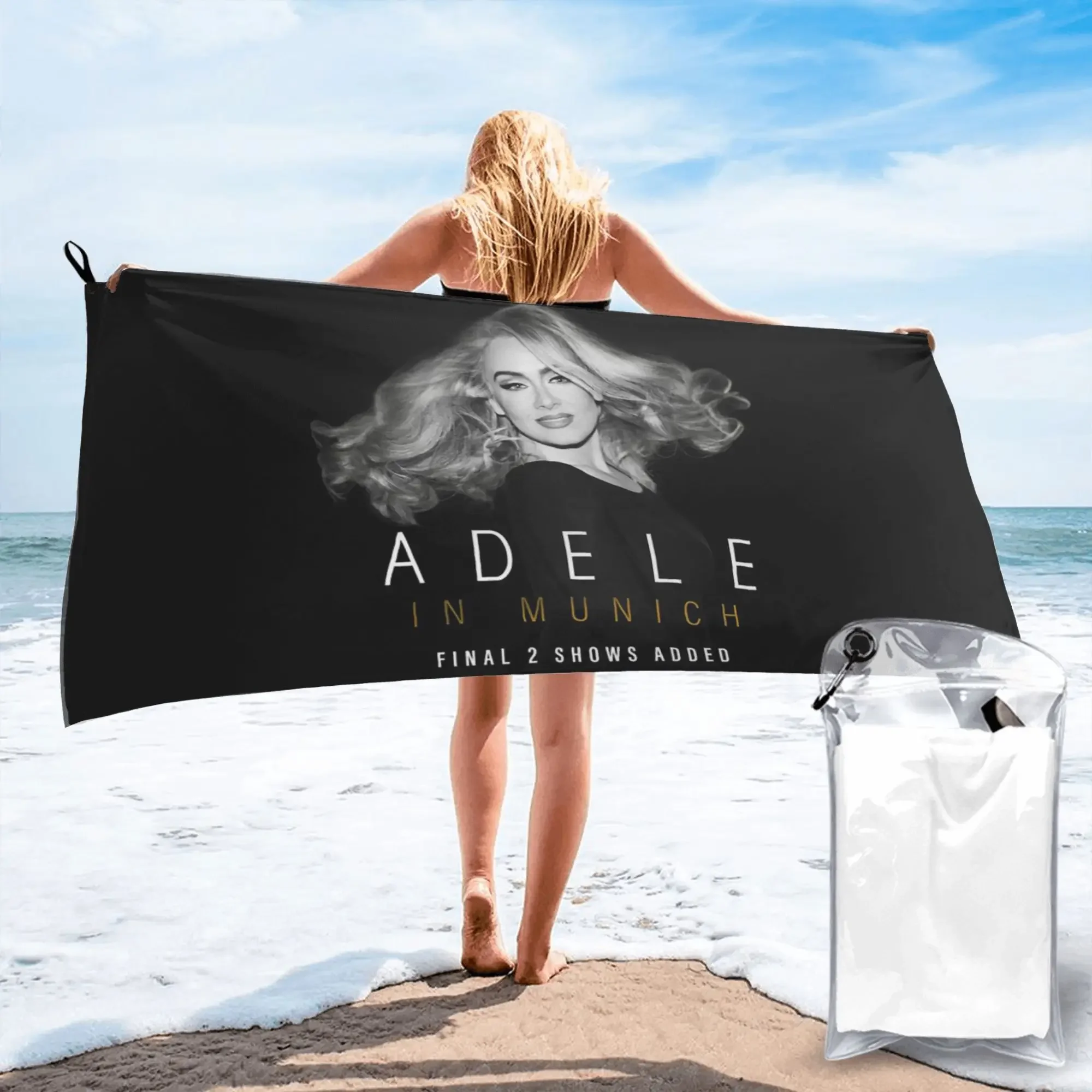 

Cool Singer Adele Tour 2024 Music Album Beach Towel Soft Microfiber Quick Dry Absorbent Quick Towels For Bath