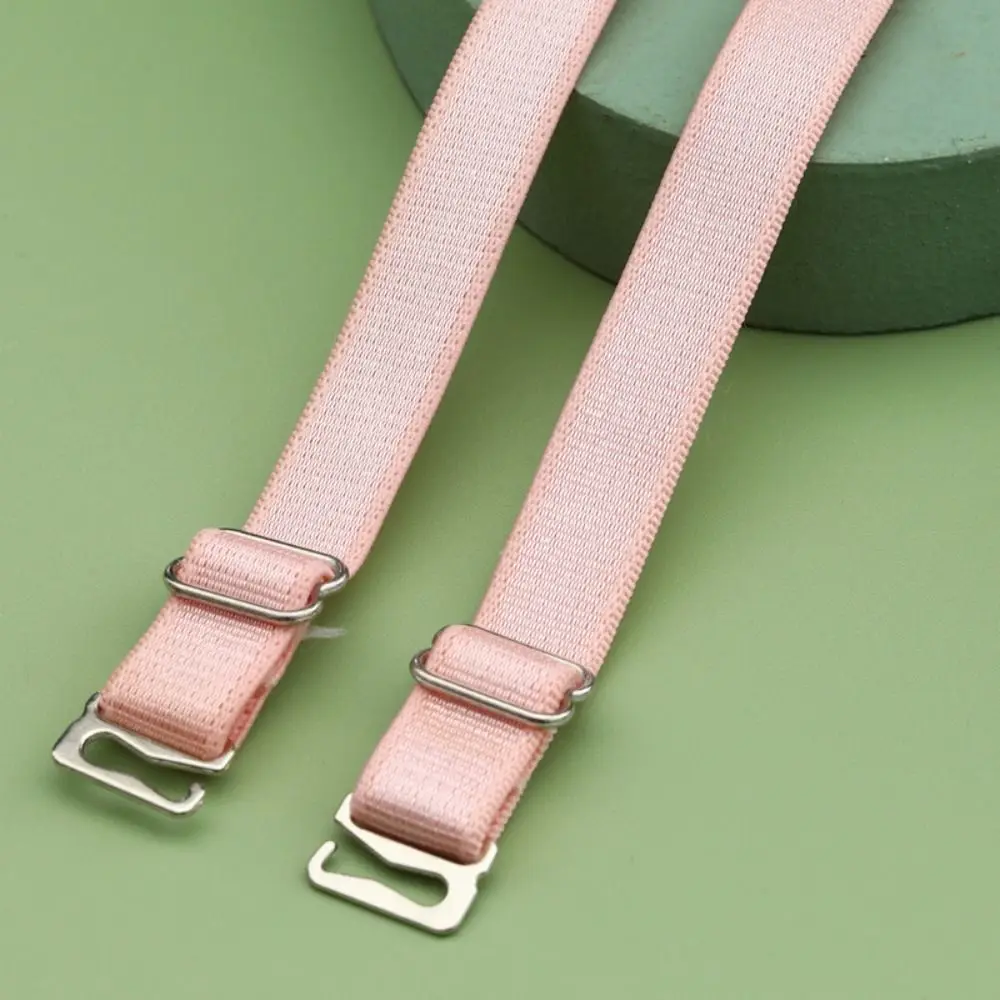 1 Pair Solid Color Stainless Steel Bra Straps Double-Shoulder Anti-slip Buckle Belt Elastic Non-slip Underwear Accessory