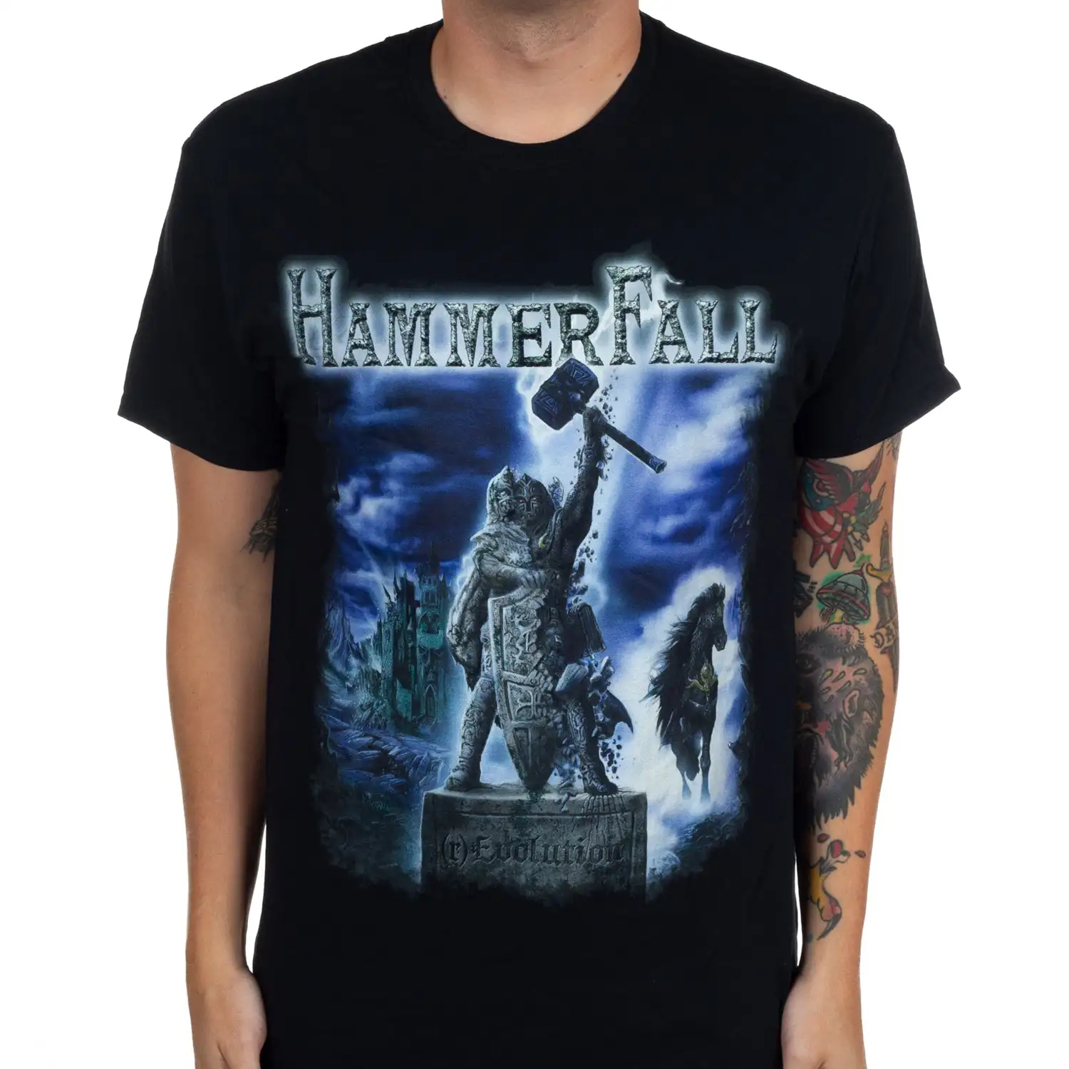 Hammerfall Evolution Band T-Shirt, 100 % Baumwolle, Grafik-T-Shirt für Herren und Damen, Sommer-Streetwear-Top