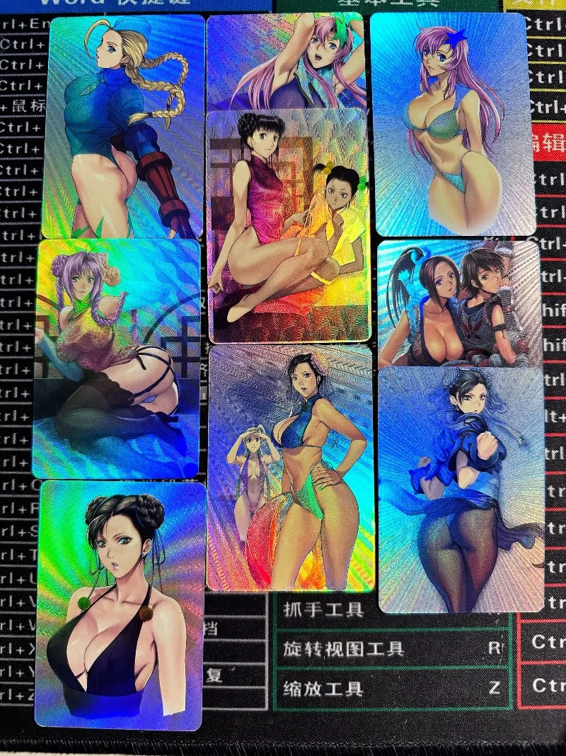 

9 шт./компл. THEKINGOFFIGHTERS Chun-Li с самоконтролем, коллекционная подпись, торговая флэш-карта, аниме, мультяшный подарок