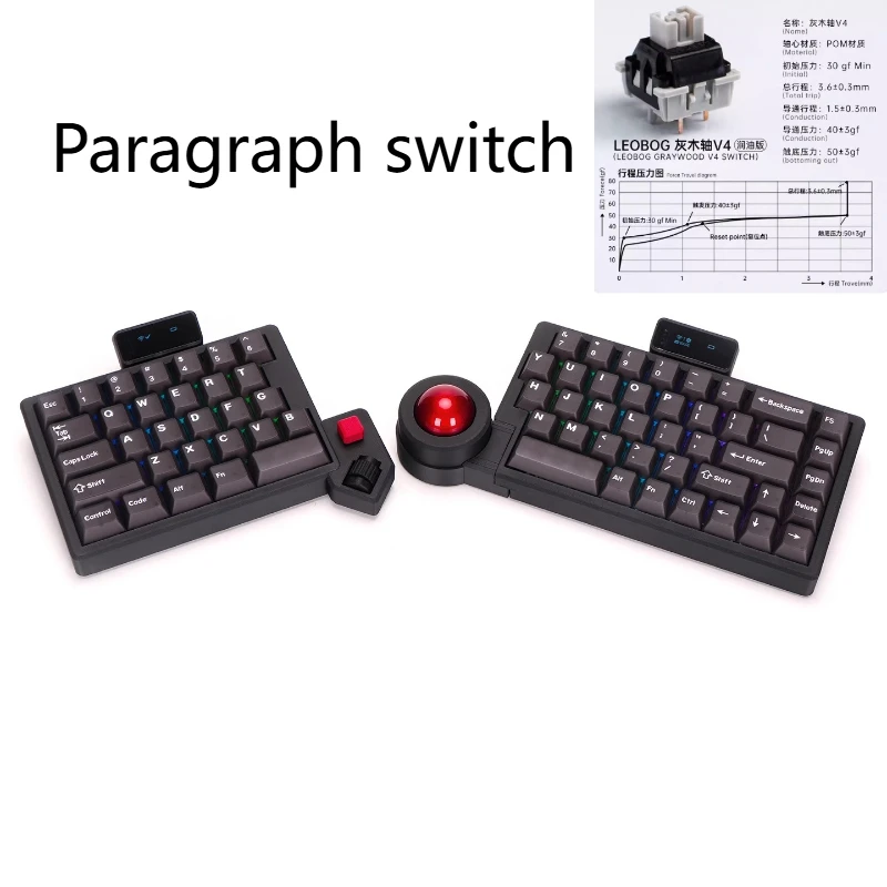 

Предпродажа, горячая распродажа, комплект разделенной клавиатуры, изготовленный на заказ беспроводной двухрежимный съемный трекбольный роликовый экран ZMK ffsetkey Ergonomics Teclado