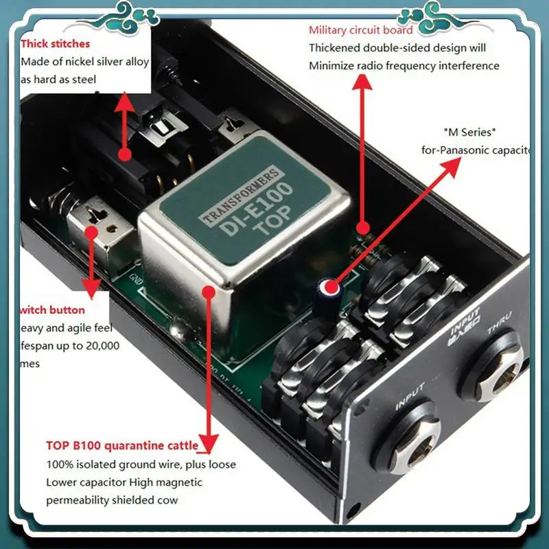 Easy To Use Single Channel Passive DI-Box With XLR TRS Interfaces Direct Injection Audio Box Balanced & Unbalance Signal Convert