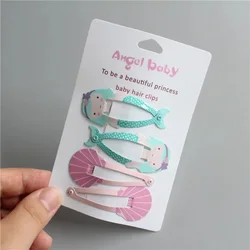 4PCS Lovely Cartoon New Mermaid Shell BB Clips Girls Hair Accessories Children Headwear Baby Hair Clips Headdress Kids Hairpins