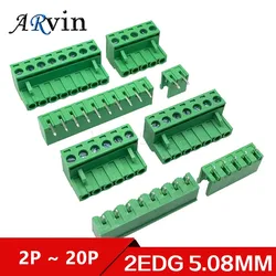 10Sets Pitch 5.08mm Terminal Block Connector 2EDG 5.08mm 2-20 Pin Pcb Screw Connector Terminal Block KF2EDG Socket PCB Screw