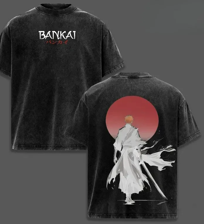 Unisex New Model Washed T-shirt BLEACH Anime Lover Year Round Clothing Personality Clothes Oversized High Quality Hot Product