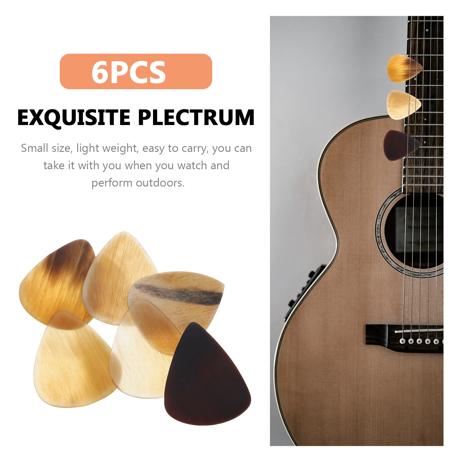 

6 Pcs Guitar Pick Acoustic Plectrum Ox Horn Picks Classical for Beginners Bass Plectrums