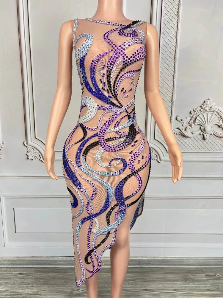 High Quality Hot Stamping Sexy Elastic Irregular Hip Hugging Dress 2024 New Fashionable Custom Women'S Clothing