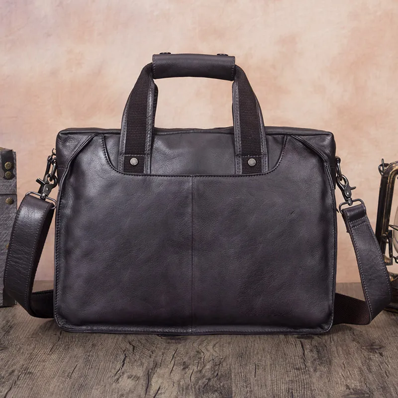 Maleta de couro genuíno vintage, bolsa de laptop artesanal masculina, bolsa de ombro de couro real, sacos mensageiro