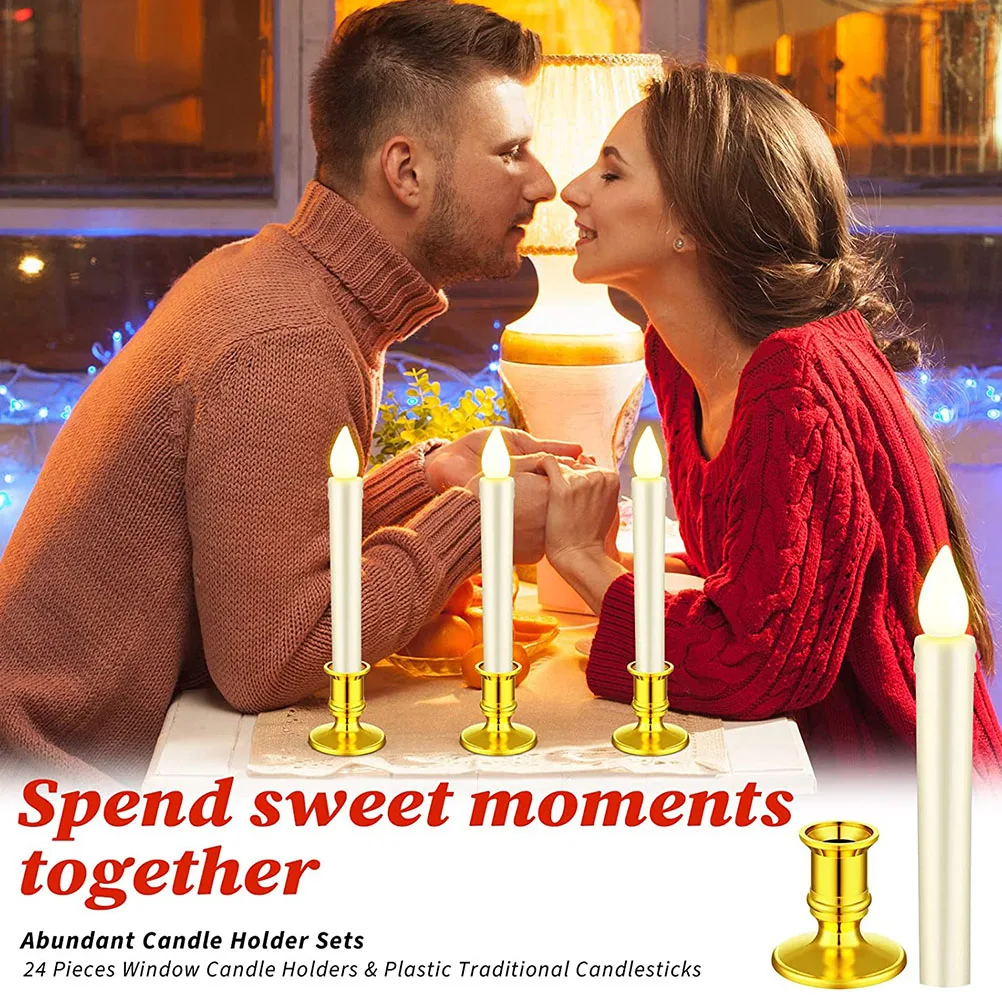 24 قطعة حامل شمعدان بلاستيكي إبداعي نمط أنيق لحفلات الزفاف ديكور المنزل عرض موقف رومانسي