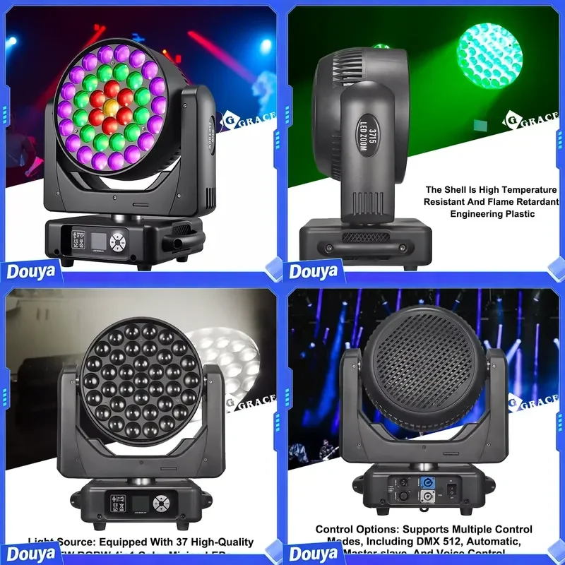Grace 37X15W 4in1 Zoom Beam Moving Head LED Stage Lights