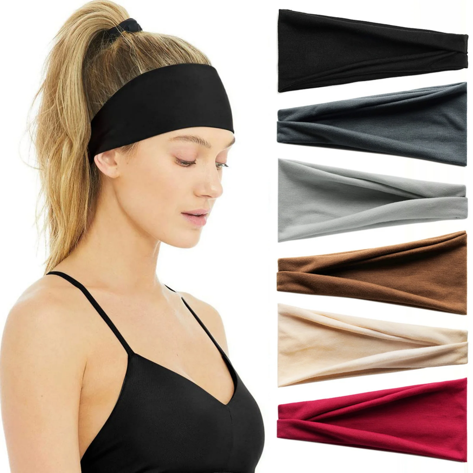 1pc Sports Headbands Set: 2-Piece Elastic Sweatband For Yoga, Running & Fitness, Soft Stretch Hair Bands For Women & Men