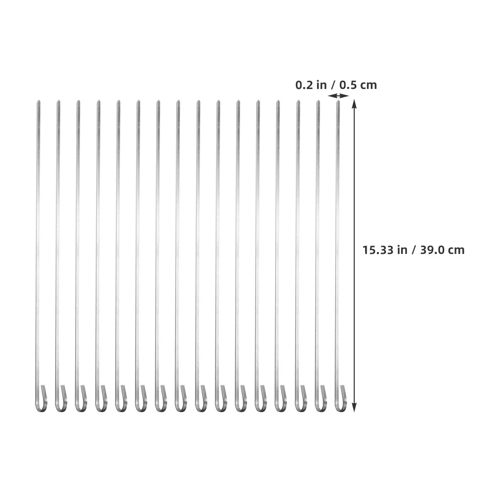 

16Pcs Bbq Skewers Stainless Steel Flat Picks for Grilling Kebabs Meat Vegetables Rust-Proof Durable Barbecue Tools