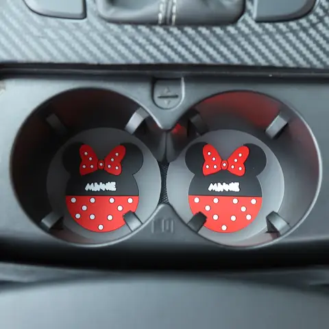 Disney Anime Figura Topolino Minnie Mouse Ornamenti Tappetino per tazza d'acqua per auto Cartoon Paperino Tappetino antiscivolo Accessori per interni auto