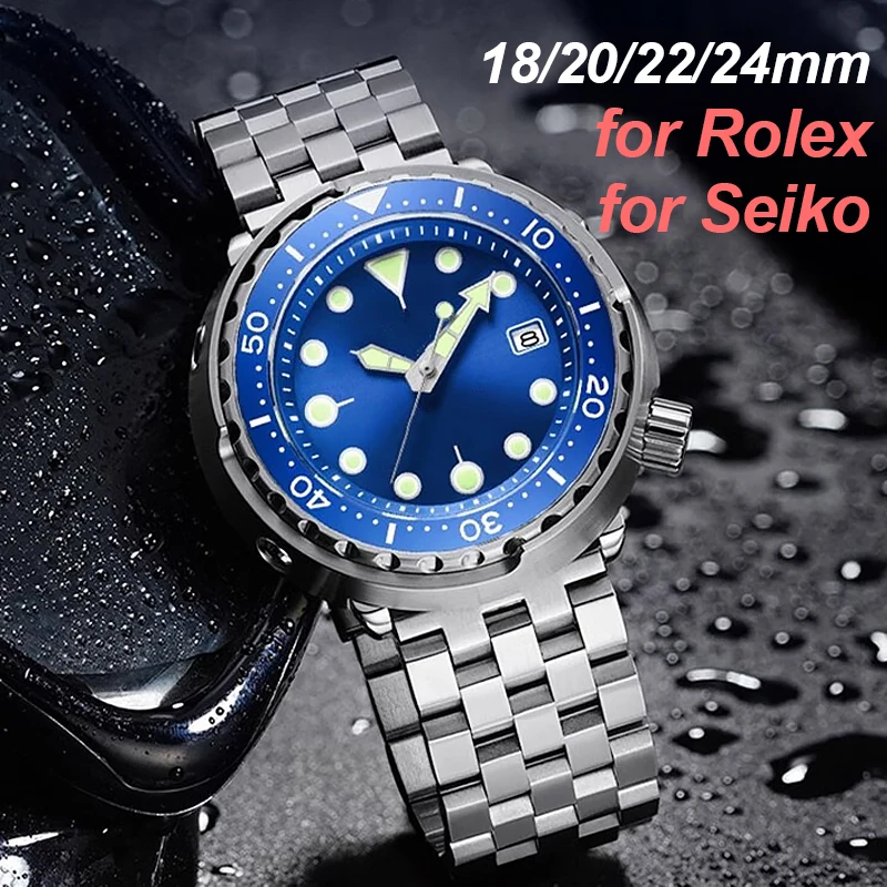 Luxury Stainless Steel Watchband for Rolex Solid Metal Bracelet for Seiko SKX175 SKX009 SKX173 SKX007 18 20 22 24mm Wristband