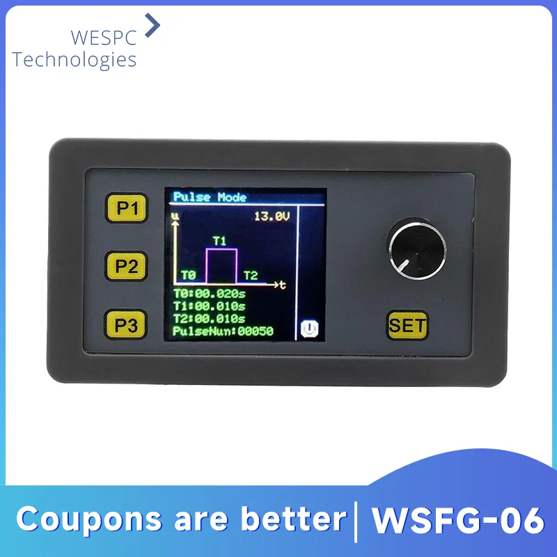 

WSFG-06 Signal Generator PWM Pulse Adjustable Module Sine Wave 1-1000Hz 4-20mA 2-10V without RS485