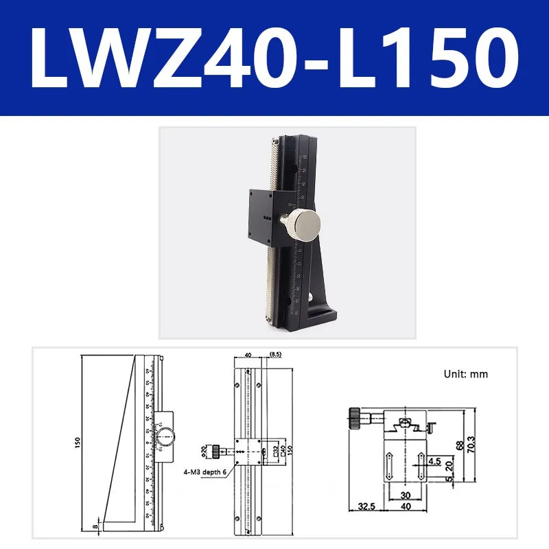

Maxgeek LWZ40-L100/L150/L200 Z Axis Fine-Tuning Sliding Table Vertical Lifting Manual Sliding Table Travel 60MM/2.4"
