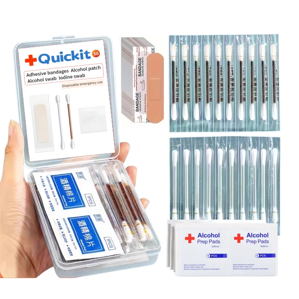 Iodophor Disinfection First Aid Kit Portable Wound Care Essentials with Emergency Plaster for Skin Injury Treatment