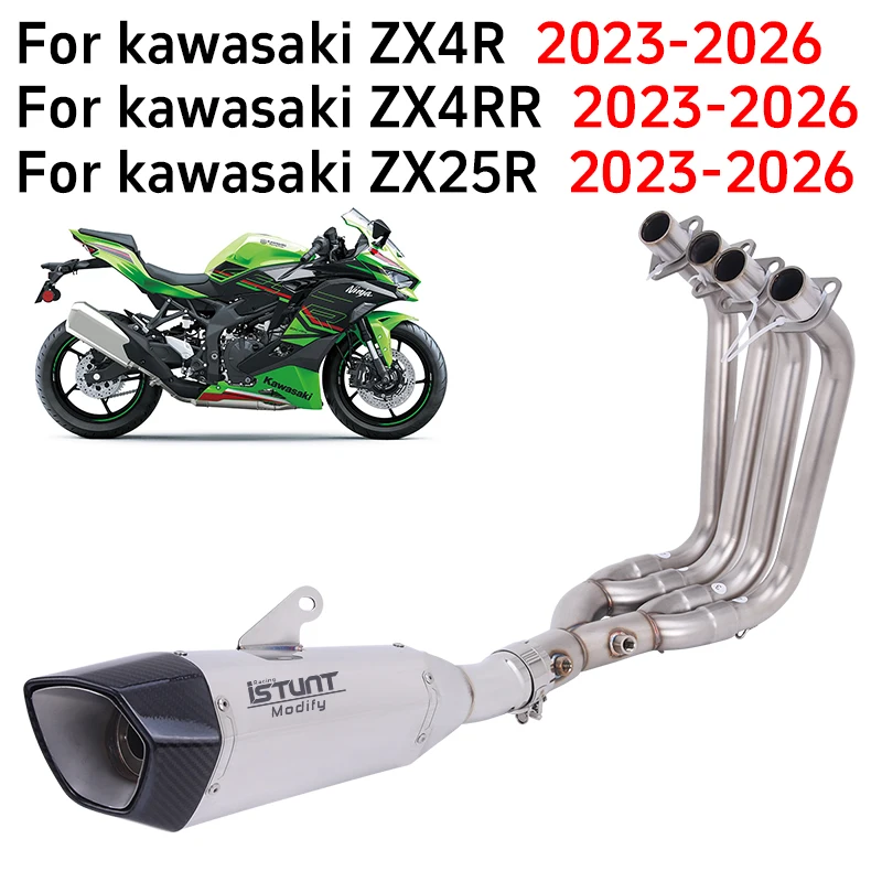

Slip On For Kawasaki ZX4R ZX4RR ZX 4R 25R 2023-2026 Motorcycle Exhaust Full System Escape Front Link Pipe With Muffler DB Killer