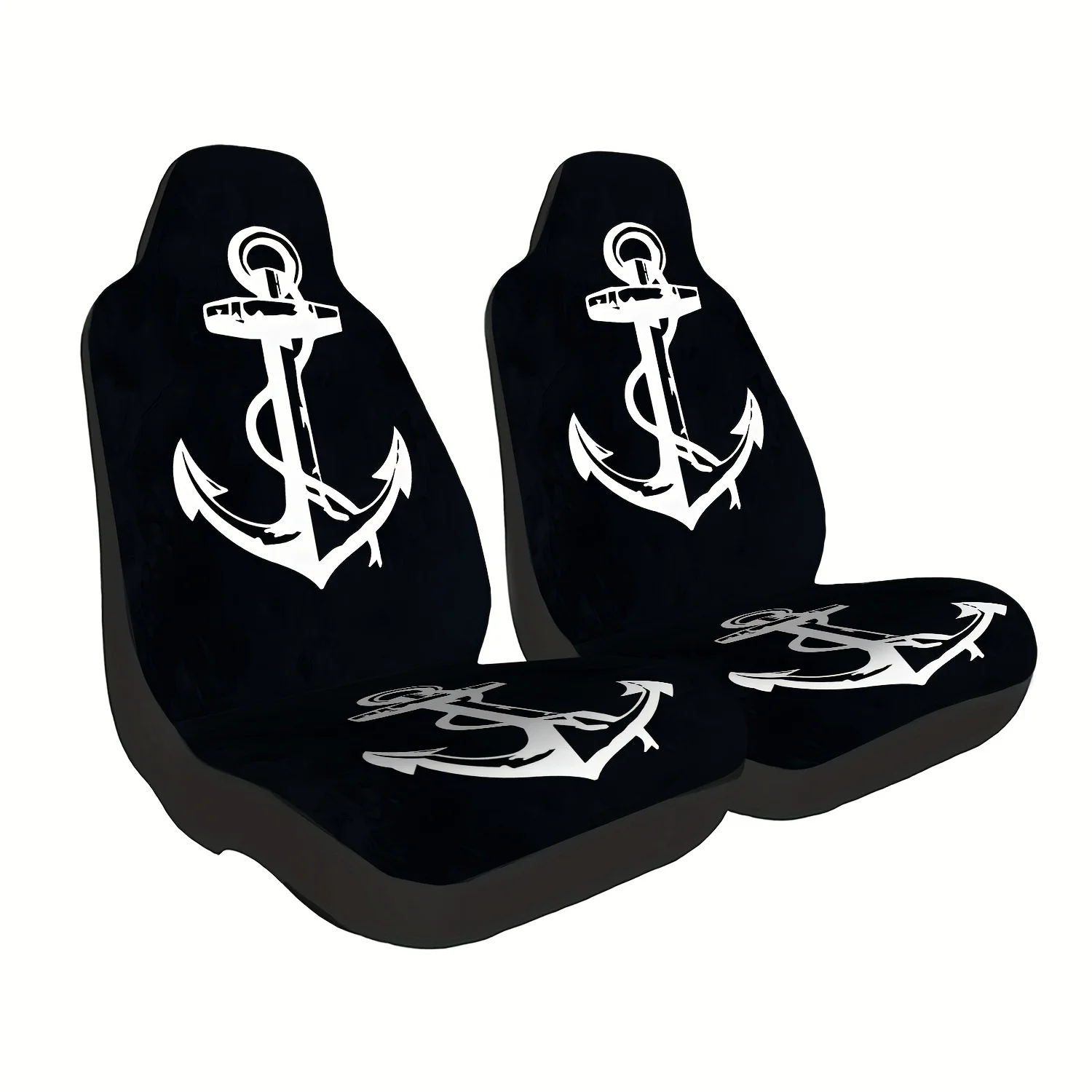 2pcs Nautical Anchor Car Seat Covers, Durable, Suitable For Front Seats, Machine Washable, Fits Cars And SUVs, Ideal For Hallowe