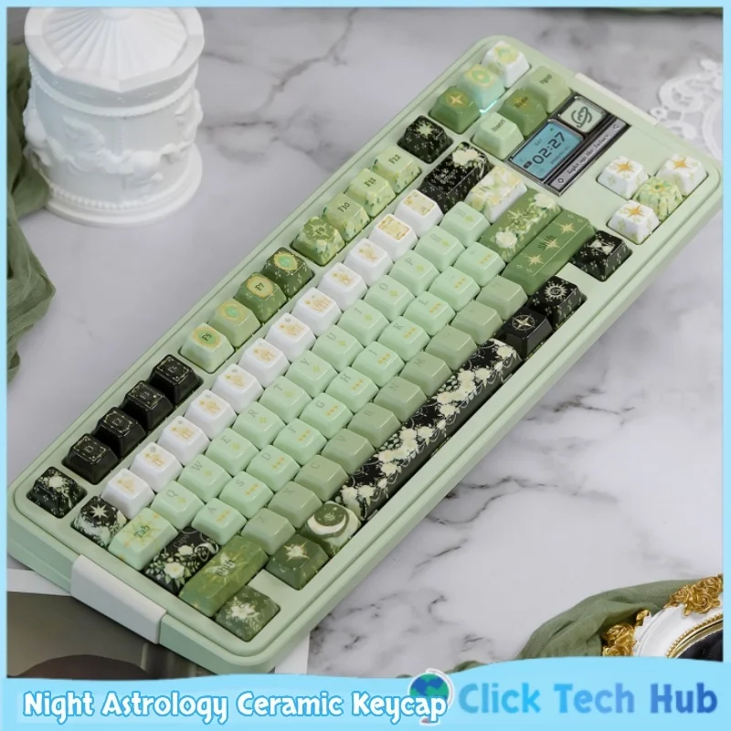 Night Astrology Ceramic Keycap 120-Key Green Thermal Sublimation Cherry Customized Mechanical Keyboard Keycap Magnetic Shaft Rog