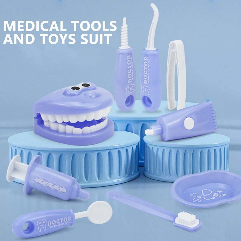 9pcs/set Funny Children Role Playing Early Learning Pretend Play Simulation Hospital Doctor Toys Dentist Check Teeth