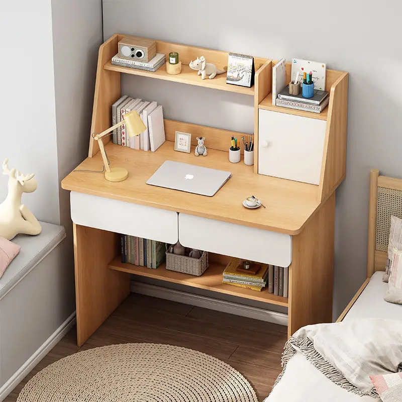 Computer Desktop Desk Bookshelf Integrated Student Small Apartment Bedroom Office Writing Desk