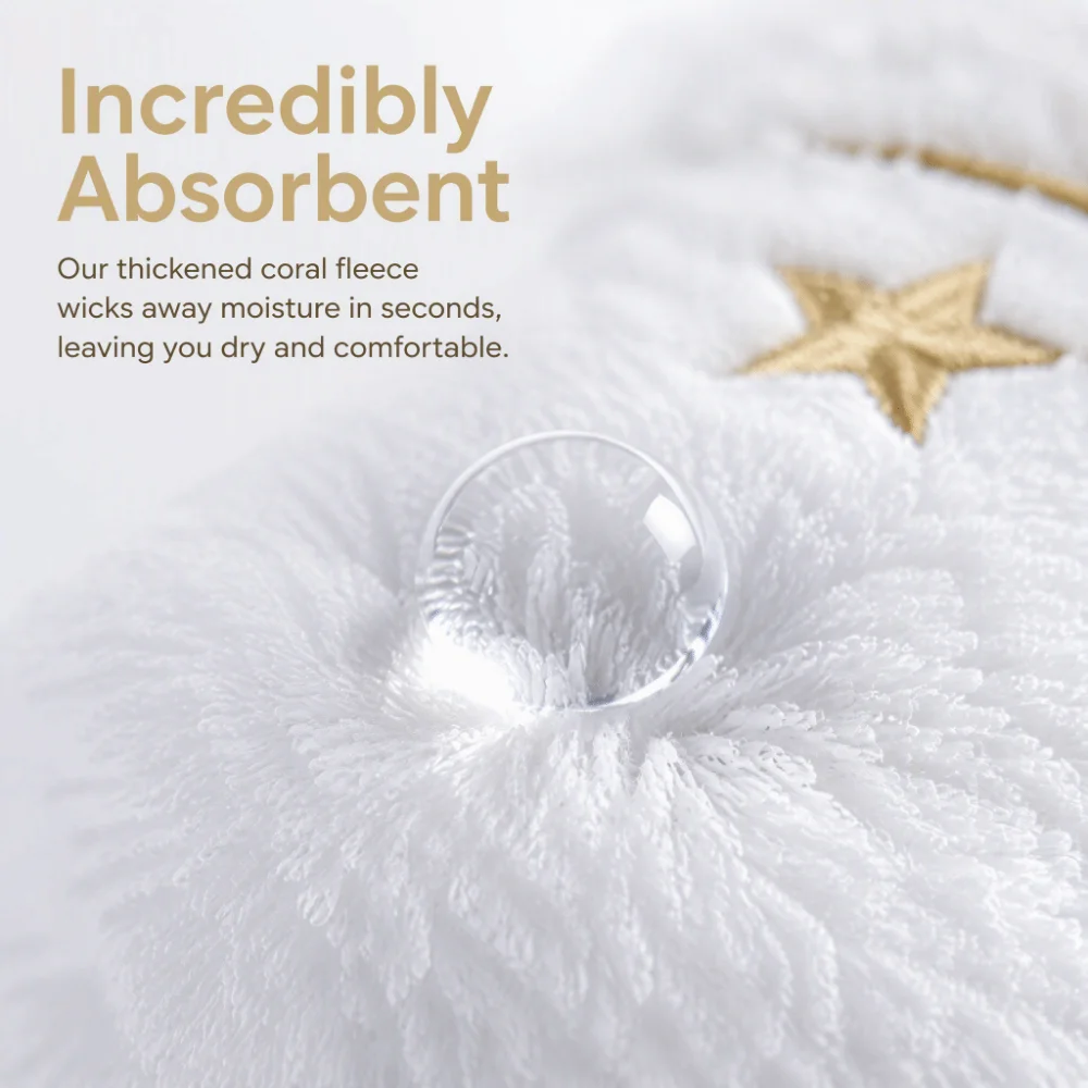 4pcs Absorbent Star Embroidered Towel Set Thickened Ultra Soft Bath Linen Set Coral Fleece Gold Trim Bath Towel Set Fitness