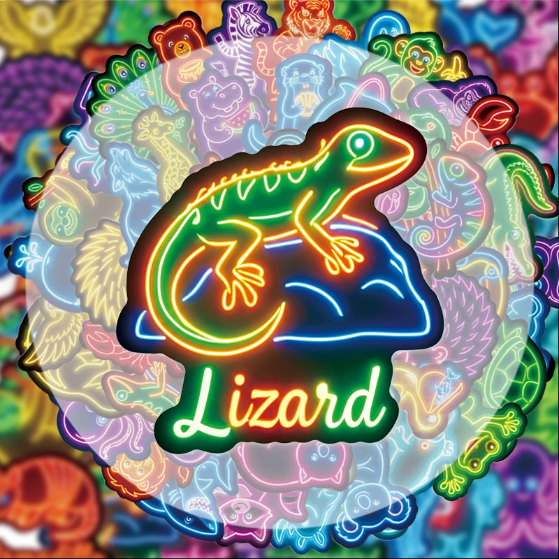 50 Neon Cool Animal Graffiti Stickers, Suitable for Water Bottles, Laptops, Phone Decorations, Suitcases, Skateboards, Guitars, Gift Boxes, Party Decorations, Holiday Gifts