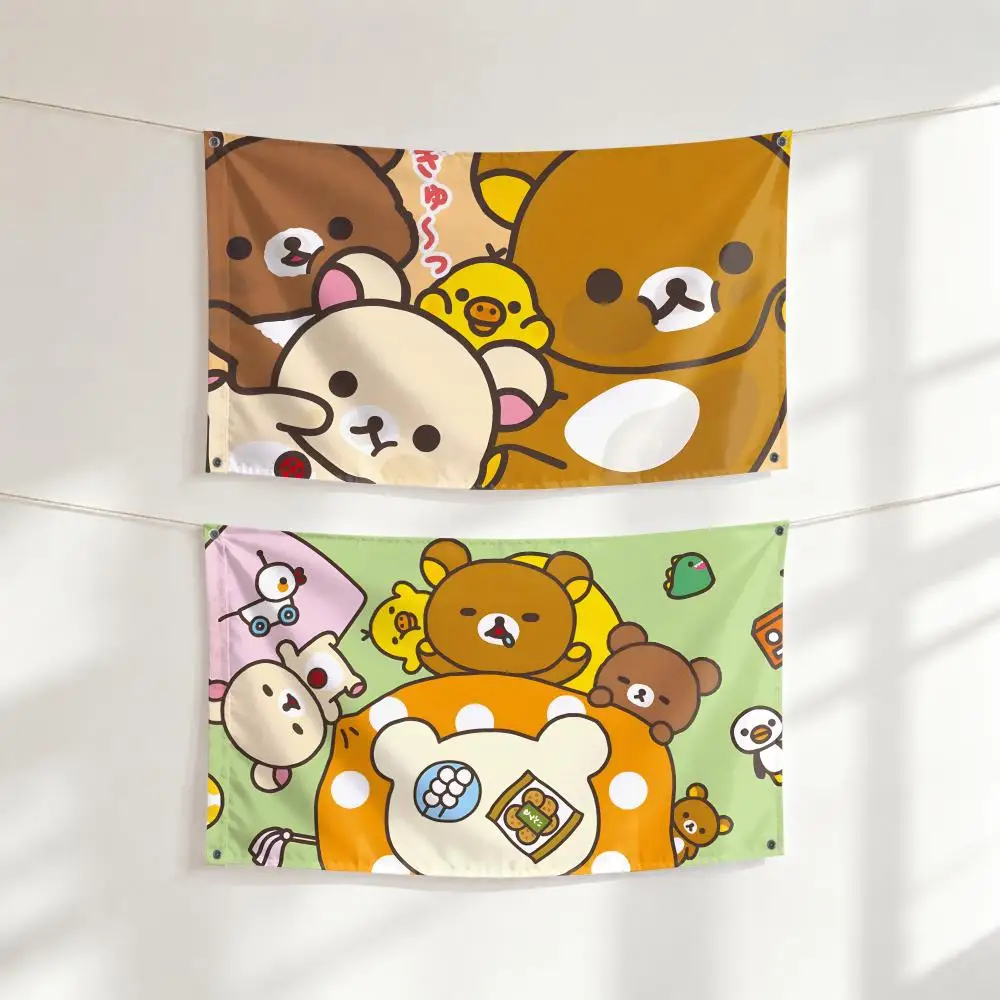 Cute Character R-Rilakkuma Flags Outdoor Garden Flag Banner Decorative Yard for Home Patio Lawn Seasonal Holiday Party