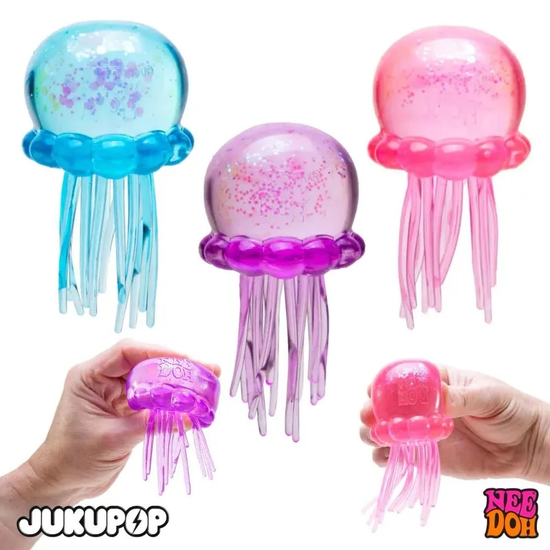Color Soft Stress Relief Toy Cute Relaxing Squeeze Sensory Toy Needoh Fuzz Ball Jellyfish Squishy Blind Box Random
