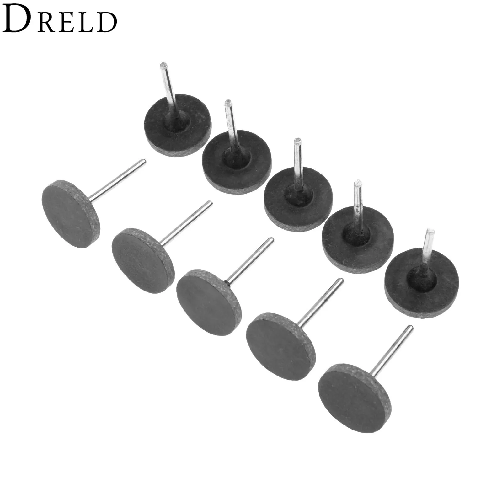 DRELD-Cabezal de pulido de goma para Metal y madera, accesorios Dremel, rueda de pulido, herramienta rotativa, vástago de 3mm, 25mm, 10 unidades