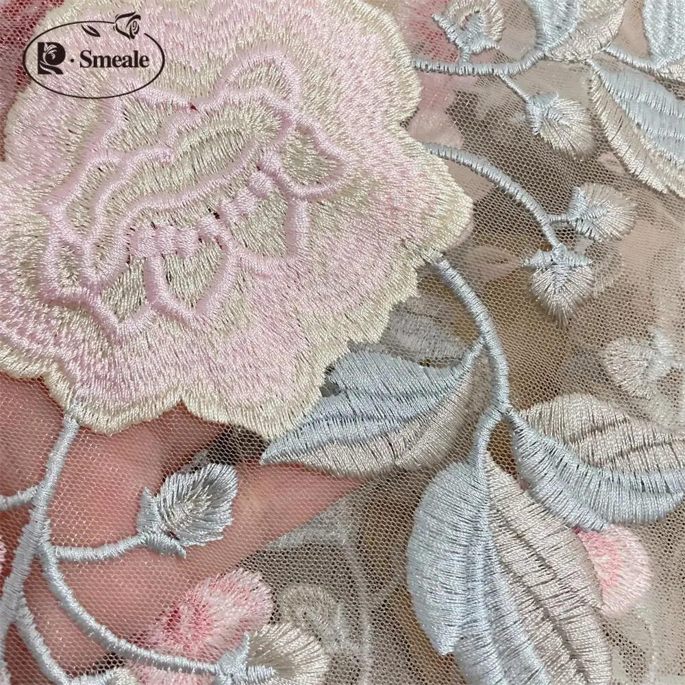 Beautiful Flower Embroidered Lace Fabric for Children\'s Clothing, DIY Dress, Applique Fabric, Multicolor, RS4899, 12Pcs, 1Yard