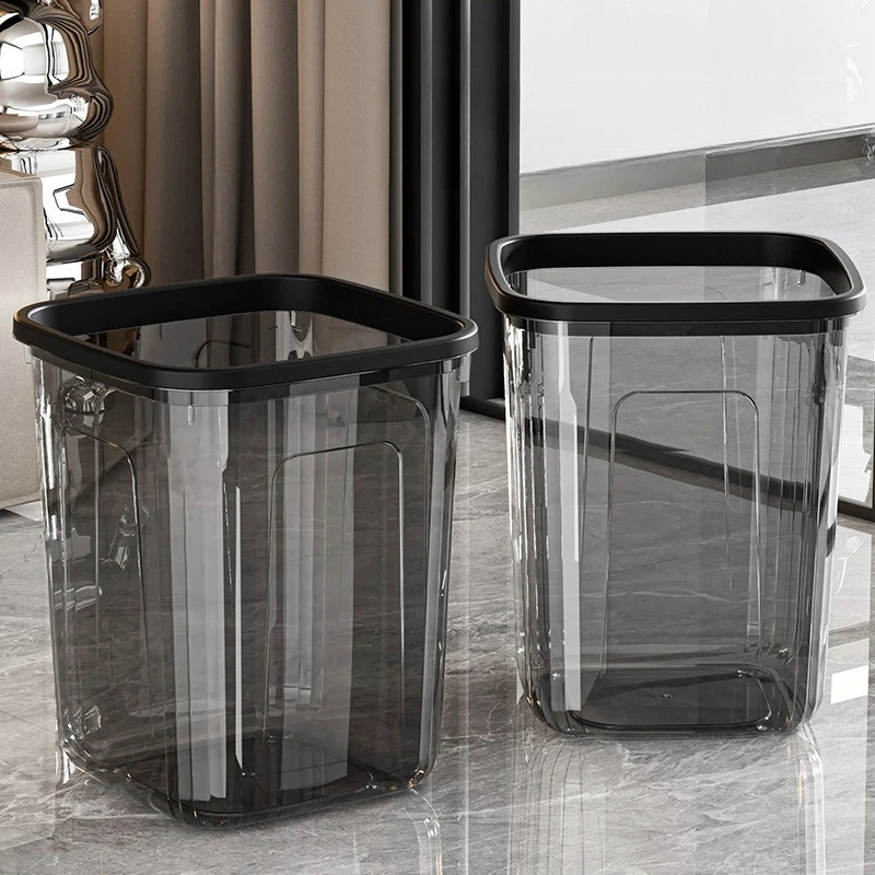 

Large Capacity Transparent Trash Can with Press Ring for Home Kitchen Bathroom Living Room Bedroom