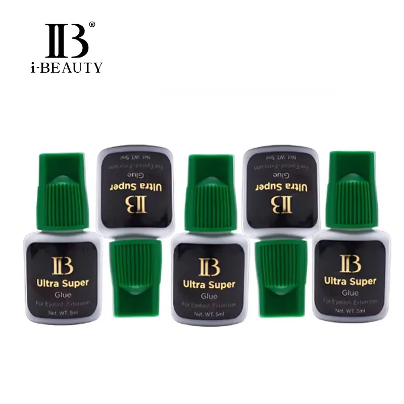 5 Bottles IB Ultra Super Glue Individual Fast Drying Eyelash Extensions IB Green Cap Glue 5ml False Lash Makeup Tools