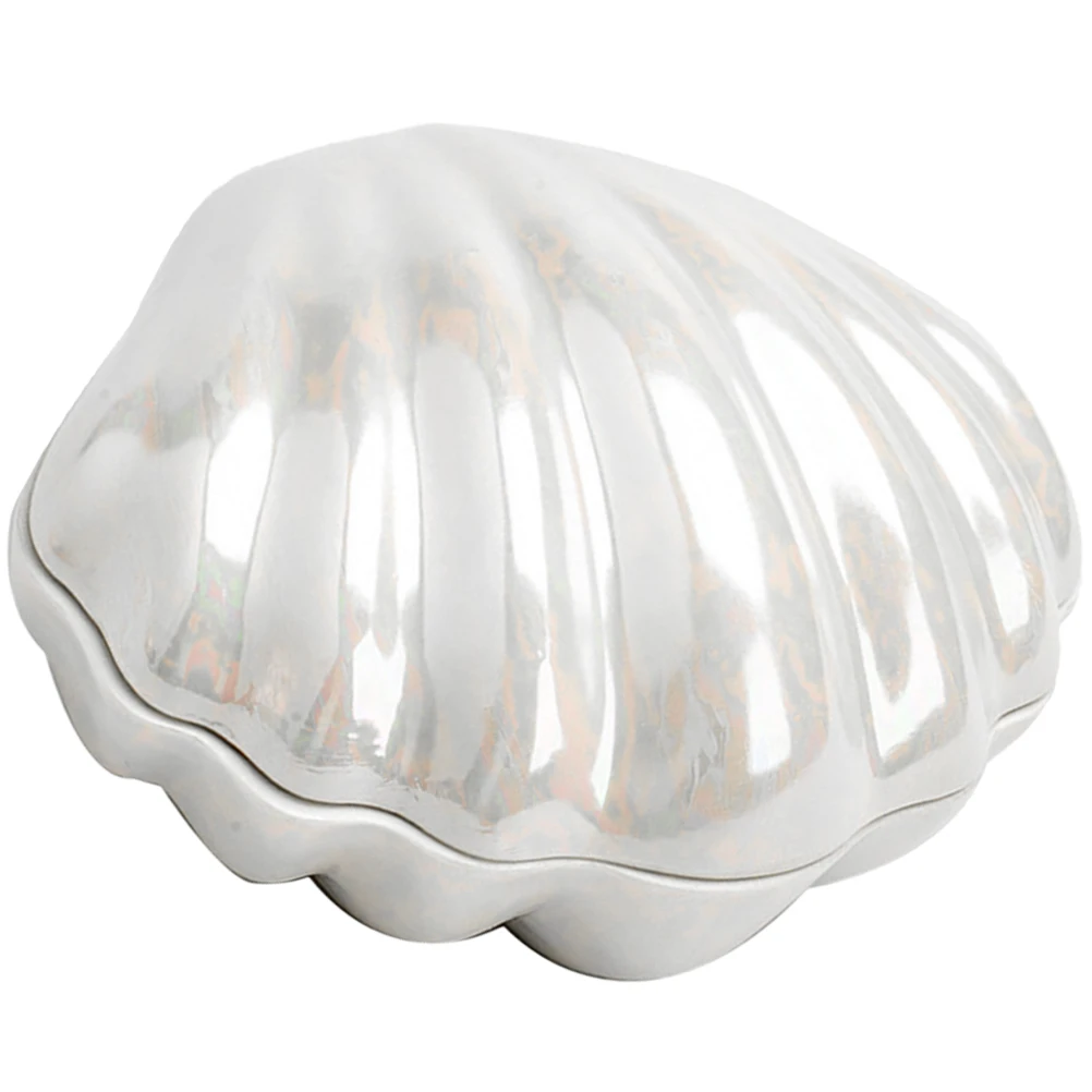 

Pearl Glaze Shell Jewelry Box Compact Organizer for Rings Earrings Bracelets Necklaces Decorative Storage Case