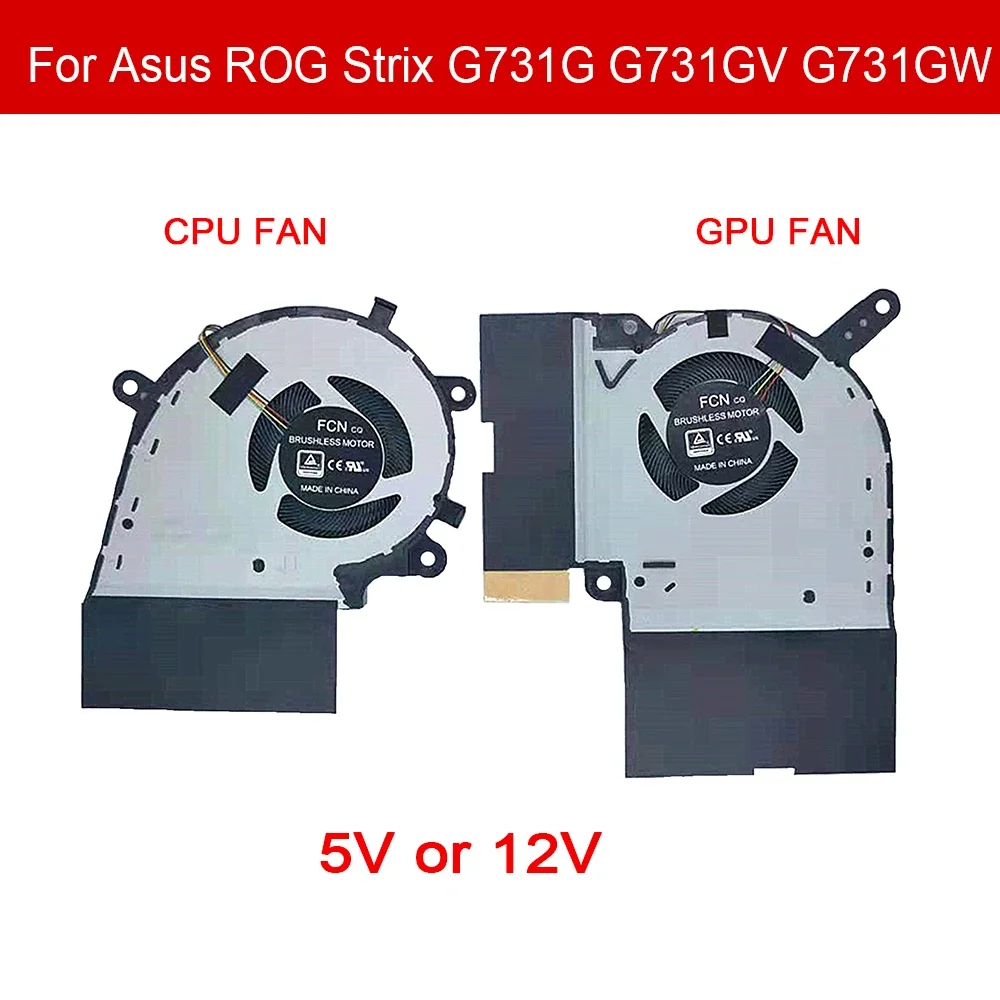 

New CPU GPU Fan 13NR01Q0P04011 For Asus ROG Strix G731G G731GV G731GW G731 G531 G531G G531GU GD GW Cooling 4-Pin Cooler 12V/5V