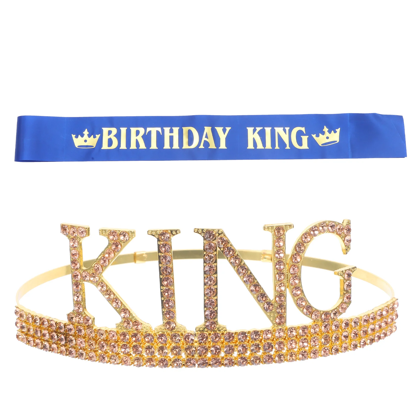1 Satz 1 Set für Männer Strass König Geburtstag Party Dekorationen Glitzer Krone Prom Zubehör Kinder Krone Requisiten Haar Kostüm