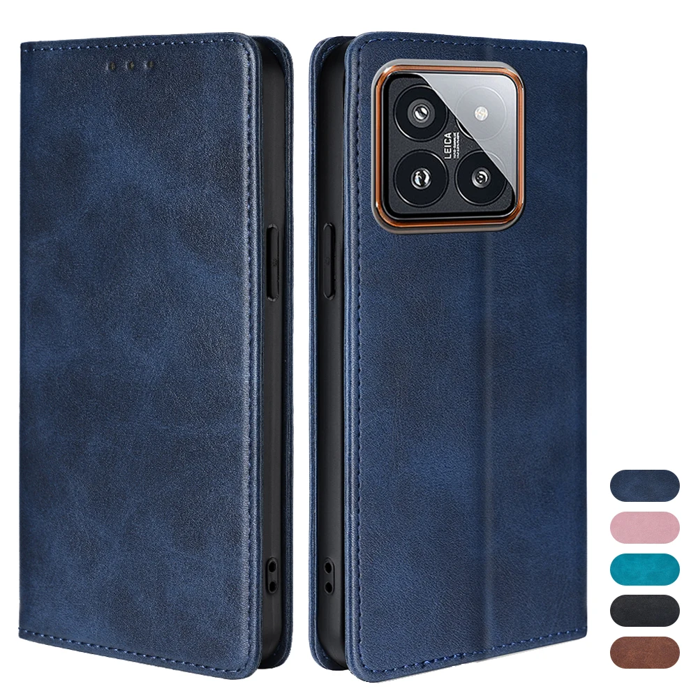 Business Leather Flip Phone Case for Xiaomi 14 13 13T Pro 13 Ultra Lite Magnetic Case Cover Stand Wallet Case for Mi 14 Funda