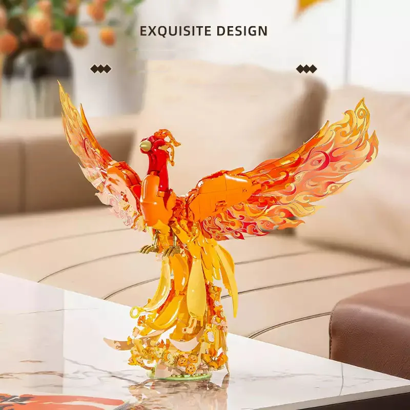 

Idea Mythical Animals Flower Birds Image Block Fire Phoenix Construction Model Building Brick Toys With Light For Gifts Gifts