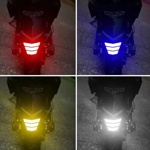 Imagen 2 del producto Pegatinas de motocicleta, advertencia reflectante, flecha Trapezoidal, guardabarros trasero, advertencia de conducción nocturna, pegatina de marca de seguridad, calcomanía para motocicleta