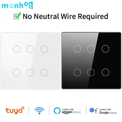 Tuya Smart Life Brazil 4x4 WiFi Wall Light Switch 4/6 Gang Touch Panel Switches APP Voice Control for Alexa Google Home 100-250V