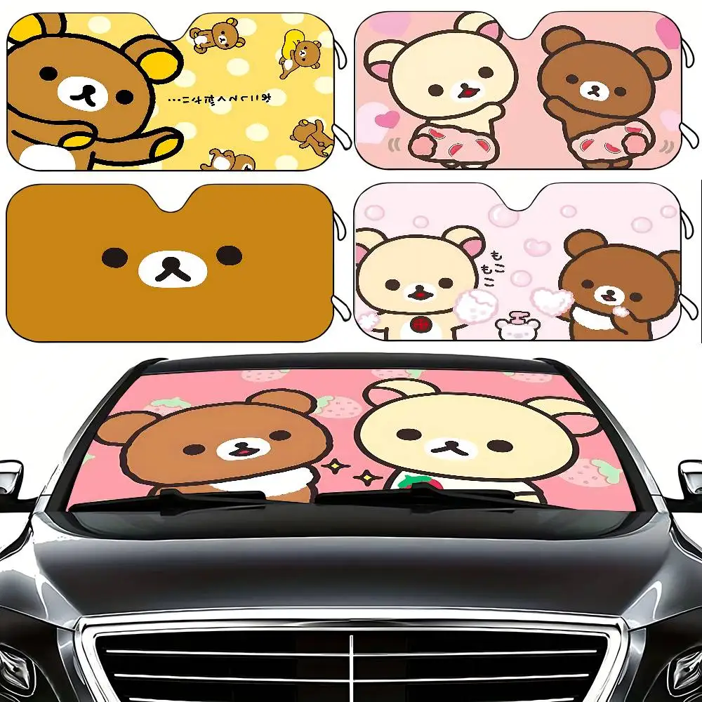 Cartoon-R-rilakkumas Cute Stylish And Trendy Windshield Sunshade, Car Windshield Cover, Car Sunshade Curtain, Car Sun Protection
