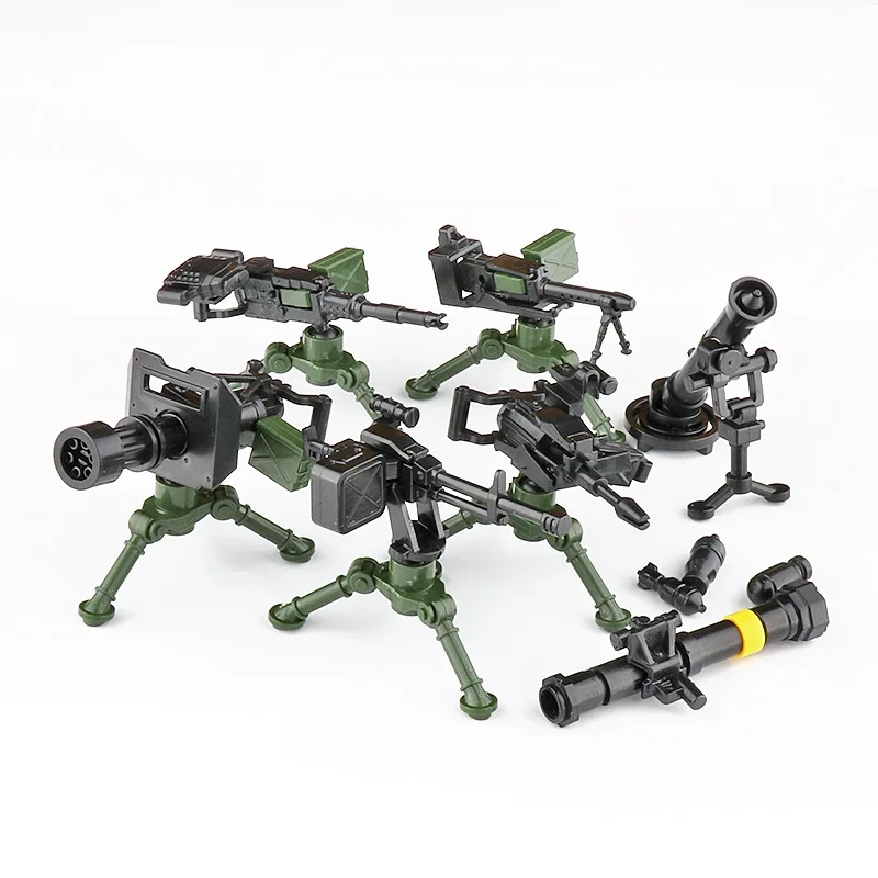 Military Plastic Weapon Mortar M2 Heavy Machine Gun MK19 Grenade SWAT Pack City Bricks Minifigurine Building Block Children Toys